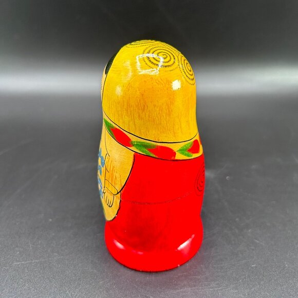 Russian Matryoshka Hand Painted Nesting Doll Set Of 5 Yellow Floral - Picture 5 of 11